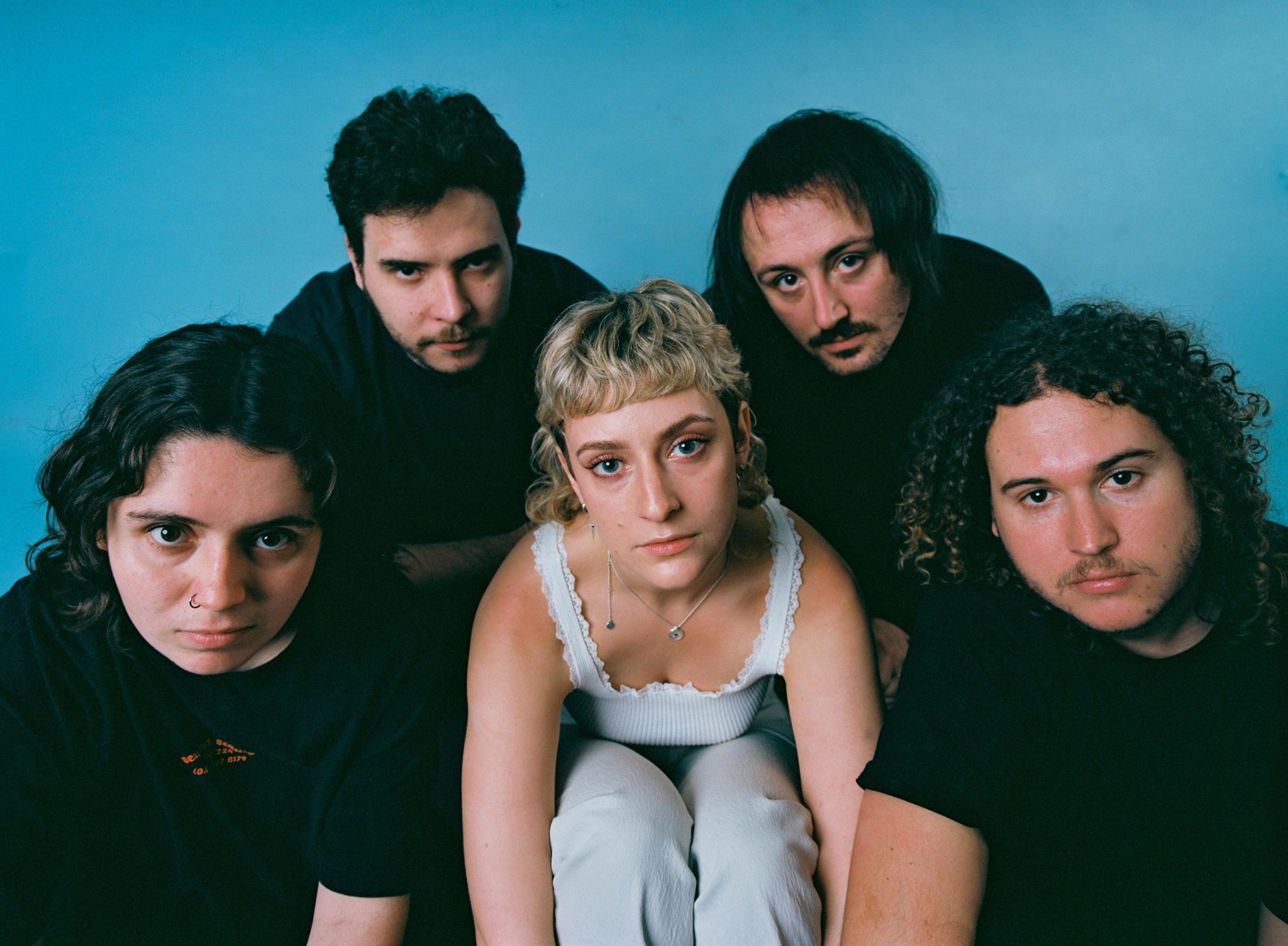 Angie Colman and band - L to R: Sarah Curran (guitar), Kieran Barnes (bass), Angie Colman (vocals and guitar), Jamie Turner (keys), Miles Gilbert (drums). Photo by Robin Bottrell.